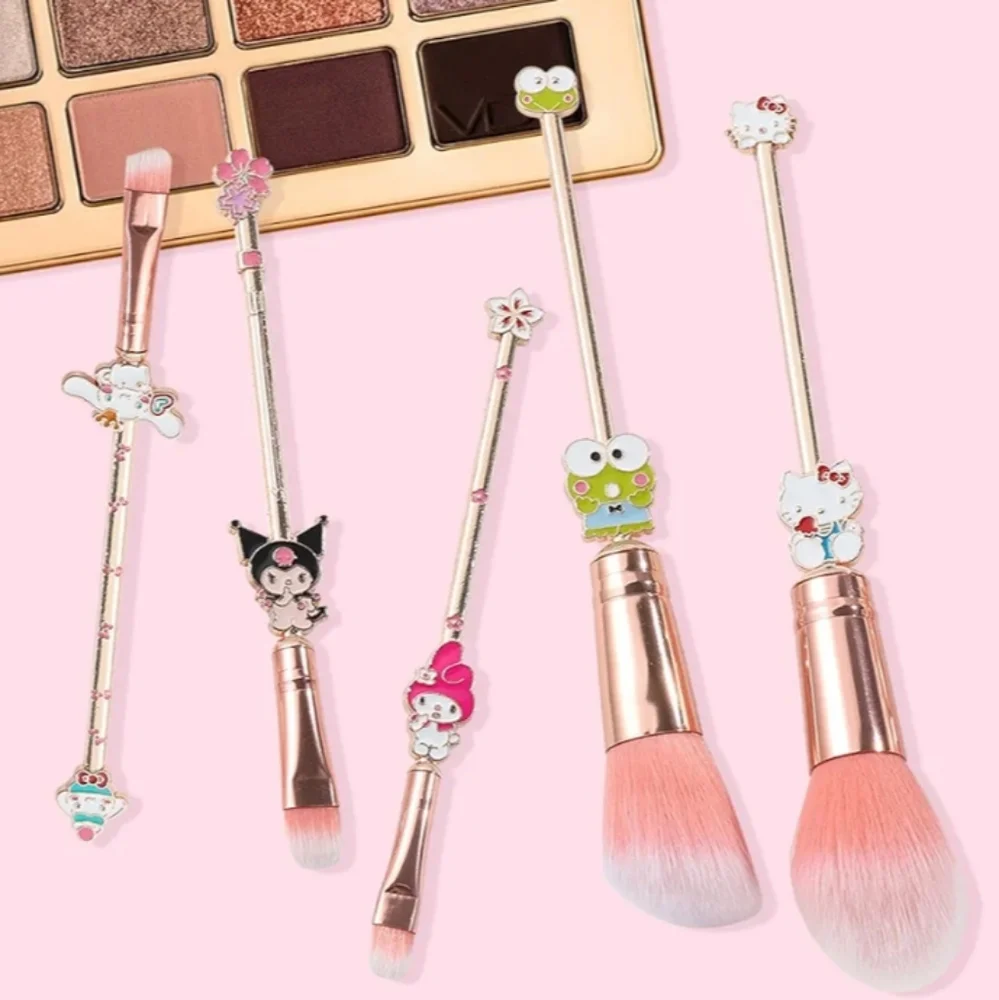 Hello Kitty Sanrio Makeup Brush Set 🎀- 5 Metal Handle Brushes w/ Travel Case 🎀